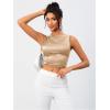 imageOYOANGLE Womens Satin Crop Top Bowknot Backless Sleeveless Ruched Party Blouse Going OutChampagne