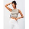 imageOYOANGLE Womens Satin Crop Top Bowknot Backless Sleeveless Ruched Party Blouse Going OutGrey