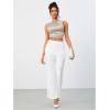 imageOYOANGLE Womens Satin Crop Top Bowknot Backless Sleeveless Ruched Party Blouse Going OutGrey