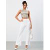 imageOYOANGLE Womens Satin Crop Top Bowknot Backless Sleeveless Ruched Party Blouse Going OutGrey