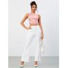 imageOYOANGLE Womens Satin Crop Top Bowknot Backless Sleeveless Ruched Party Blouse Going OutPink