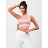imageOYOANGLE Womens Satin Crop Top Bowknot Backless Sleeveless Ruched Party Blouse Going OutPink