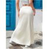 imageOYOANGLE Womens Satin High Waist Skirt Flowy Solid Casual Elegant Maxi SkirtsApricot