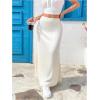imageOYOANGLE Womens Satin High Waist Skirt Flowy Solid Casual Elegant Maxi SkirtsApricot