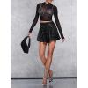 imageOYOANGLE Womens Sequin Glitter High Waisted Skirt Shorts Party Sparkly A Line Mini SkortBlack