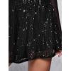 imageOYOANGLE Womens Sequin Glitter High Waisted Skirt Shorts Party Sparkly A Line Mini SkortBlack