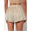 imageOYOANGLE Womens Sequin Glitter High Waisted Skirt Shorts Party Sparkly A Line Mini SkortChampagne