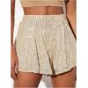 imageOYOANGLE Womens Sequin Glitter High Waisted Skirt Shorts Party Sparkly A Line Mini SkortChampagne