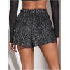 imageOYOANGLE Womens Sequin Glitter High Waisted Skirt Shorts Party Sparkly A Line Mini SkortSilver