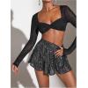 imageOYOANGLE Womens Sequin Glitter High Waisted Skirt Shorts Party Sparkly A Line Mini SkortSilver