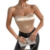 imageOYOANGLE Womens Silk Satin Bodysuit Sleeveless Strapless Tube Backless Solid Plain Slim Fit Bodysuit TopsApricot