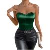 imageOYOANGLE Womens Silk Satin Bodysuit Sleeveless Strapless Tube Backless Solid Plain Slim Fit Bodysuit TopsDark Green