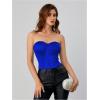 imageOYOANGLE Womens Silk Satin Bodysuit Sleeveless Strapless Tube Backless Solid Plain Slim Fit Bodysuit TopsRoyal Blue