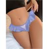 imageOYOANGLE Womens Silk Stain Ruffle Trim Thong Panties Low Rise No Show UnderwearLight Blue