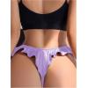 imageOYOANGLE Womens Silk Stain Ruffle Trim Thong Panties Low Rise No Show UnderwearMauve Purple