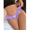 imageOYOANGLE Womens Silk Stain Ruffle Trim Thong Panties Low Rise No Show UnderwearMauve Purple