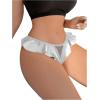 imageOYOANGLE Womens Silk Stain Ruffle Trim Thong Panties Low Rise No Show UnderwearWhite