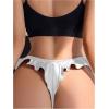 imageOYOANGLE Womens Silk Stain Ruffle Trim Thong Panties Low Rise No Show UnderwearWhite