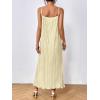 imageOYOANGLE Womens Sleeveless Spaghetti Strap Pleated Straight Flowy Long Maxi Cami DressApricot