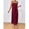 imageOYOANGLE Womens Sleeveless Spaghetti Strap Pleated Straight Flowy Long Maxi Cami DressBurgundy