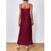imageOYOANGLE Womens Sleeveless Spaghetti Strap Pleated Straight Flowy Long Maxi Cami DressBurgundy