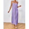 imageOYOANGLE Womens Sleeveless Spaghetti Strap Pleated Straight Flowy Long Maxi Cami DressPurple
