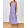 imageOYOANGLE Womens Sleeveless Spaghetti Strap Pleated Straight Flowy Long Maxi Cami DressPurple