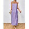 imageOYOANGLE Womens Sleeveless Spaghetti Strap Pleated Straight Flowy Long Maxi Cami DressPurple