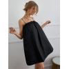 imageOYOANGLE Womens Spaghetti Straps Sleeveless Loose Ruffle A Line Cami Short Dress with PocketBlack