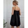 imageOYOANGLE Womens Spaghetti Straps Sleeveless Loose Ruffle A Line Cami Short Dress with PocketBlack