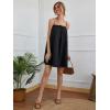 imageOYOANGLE Womens Spaghetti Straps Sleeveless Loose Ruffle A Line Cami Short Dress with PocketBlack