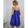 imageOYOANGLE Womens Spaghetti Straps Sleeveless Loose Ruffle A Line Cami Short Dress with PocketBlue Bright