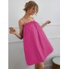 imageOYOANGLE Womens Spaghetti Straps Sleeveless Loose Ruffle A Line Cami Short Dress with PocketHot Pink
