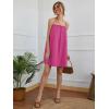 imageOYOANGLE Womens Spaghetti Straps Sleeveless Loose Ruffle A Line Cami Short Dress with PocketHot Pink