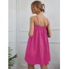 imageOYOANGLE Womens Spaghetti Straps Sleeveless Loose Ruffle A Line Cami Short Dress with PocketHot Pink