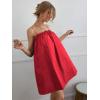 imageOYOANGLE Womens Spaghetti Straps Sleeveless Loose Ruffle A Line Cami Short Dress with PocketRed Bright