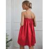 imageOYOANGLE Womens Spaghetti Straps Sleeveless Loose Ruffle A Line Cami Short Dress with PocketRed Bright