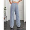 imageOYOANGLE Womens Straight Wide Leg Trousers Striped Print Letter Patched Detail High Waist Y2K Fashion PantsDark Blue