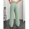 imageOYOANGLE Womens Straight Wide Leg Trousers Striped Print Letter Patched Detail High Waist Y2K Fashion PantsGreen