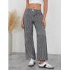 imageOYOANGLE Womens Straight Wide Leg Trousers Striped Print Letter Patched Detail High Waist Y2K Fashion PantsInk Black
