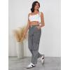 imageOYOANGLE Womens Straight Wide Leg Trousers Striped Print Letter Patched Detail High Waist Y2K Fashion PantsInk Black