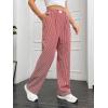 imageOYOANGLE Womens Straight Wide Leg Trousers Striped Print Letter Patched Detail High Waist Y2K Fashion PantsRed