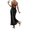 imageOYOANGLE Womens Strapless Satin Tube Dress Backless Elegant Solid Silky Maxi DressesBlack Solid