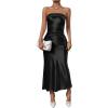 imageOYOANGLE Womens Strapless Satin Tube Dress Backless Elegant Solid Silky Maxi DressesBlack Solid