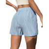 imageOYOANGLE Womens Summer Casual Striped Print Elastic Waist Mid Rise Straight Leg ShortsBlue