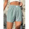 imageOYOANGLE Womens Summer Casual Striped Print Elastic Waist Mid Rise Straight Leg ShortsGreen