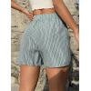 imageOYOANGLE Womens Summer Casual Striped Print Elastic Waist Mid Rise Straight Leg ShortsGreen