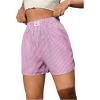 imageOYOANGLE Womens Summer Casual Striped Print Elastic Waist Mid Rise Straight Leg ShortsPink