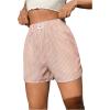 imageOYOANGLE Womens Summer Casual Striped Print Elastic Waist Mid Rise Straight Leg ShortsPink Multi