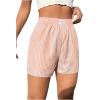 imageOYOANGLE Womens Summer Casual Striped Print Elastic Waist Mid Rise Straight Leg ShortsPink Multi